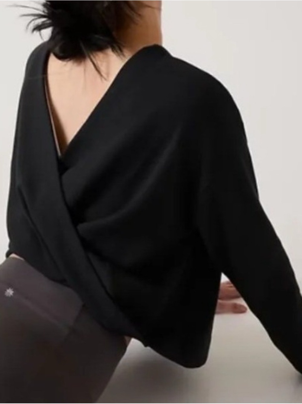 Athleta Black Off-the-Shoulder Crossover Back Sweater